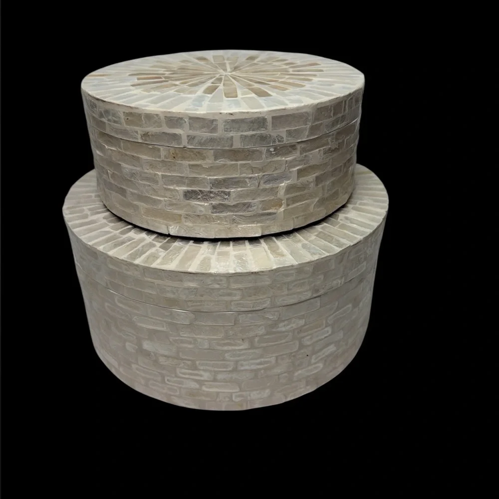 Mother Of the pearl Round Box,‎ Handmade Mother Of Pearl Storage Box, Decor Box